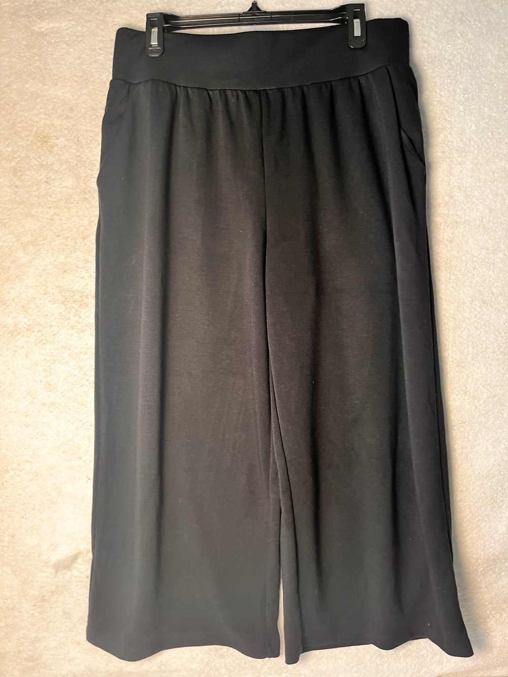 Stylus Black High Rise Wide Leg Pull on Knit Pants Size Large
